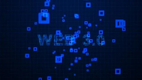Web 3 Texts Circuit Lines Animation on Grid Background Ilustración de archivo