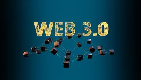 WEB 3.0 abstract sign with blockchain Illustrazione stock