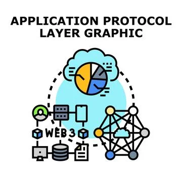 Web 3.0 application protocol layer network diagram 스톡 일러스트
