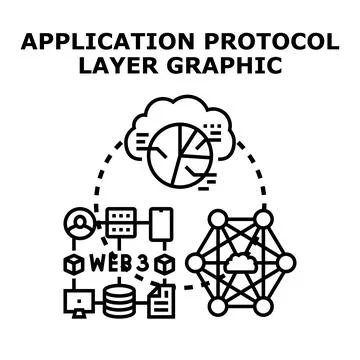 Web 3.0 application protocol layer network diagram Stock Illustration