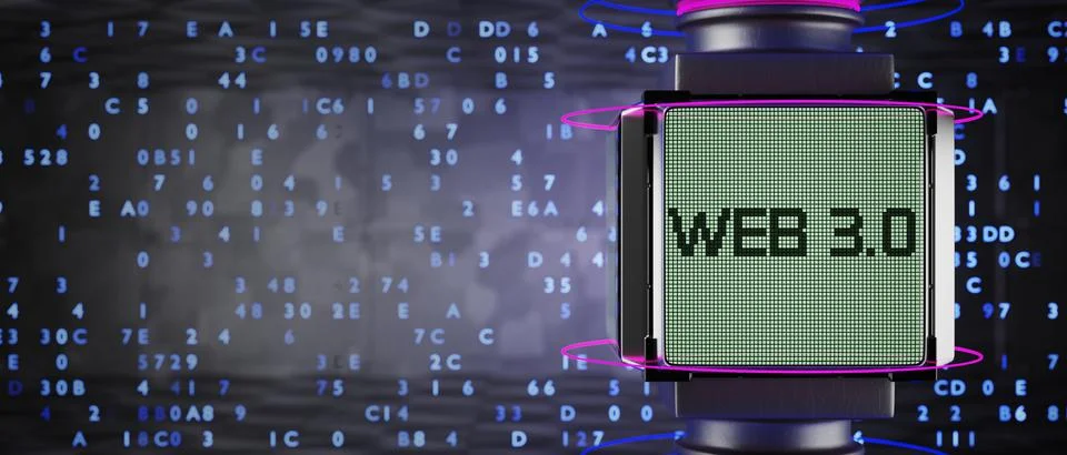 WEB 3.0 Concept of decentralized internet. 3d render. イラスト素材