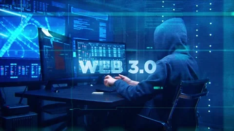 Web 3.0 concept technology futuristic data background Blue Color Stock Footage 342800570