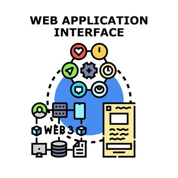 Web 3.0 decentralized application interface concept vector Stock Illustration