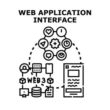 Web 3.0 decentralized application interface concept vector Stock Illustration