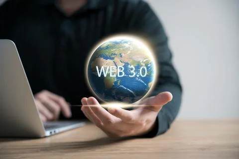 Web 3.0 Internet Concept, Global Futuristic Machine, Leveraging Web 3.0 Blo.. Stock Photos