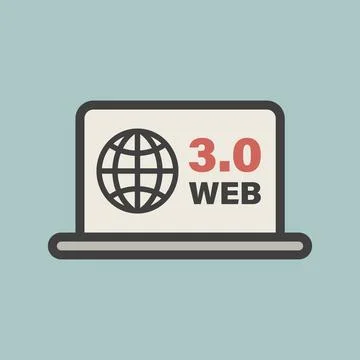 Web 3.0. Laptop icon using advanced internet technology. Stock Illustration