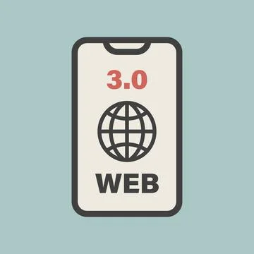 Web 3.0. Phone icon using advanced web 3.0 technology. Stock Illustration