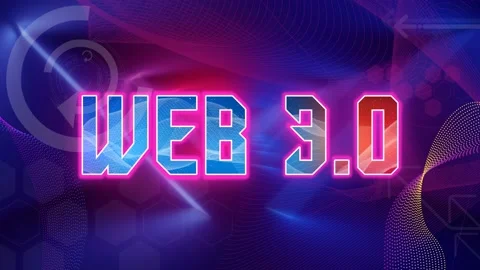 Web 3.0 Presented with Hitech Technology Neon Background Elements Animated Stock Footage 171814411