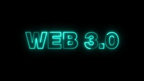 Web 3.0 text animation with glowing neon effect over black background loop. Stock Footage 346168166
