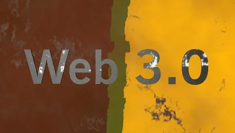 Web 3.0 text, glitch effect. 3D render Stockillustratie