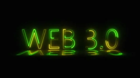 Web 3.0 text, green-yellow neon effect. Stock Footage 266018359