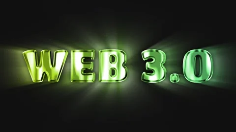 Web 3.0 text, with metallic effect. 3D animation. Stock Footage 266800404