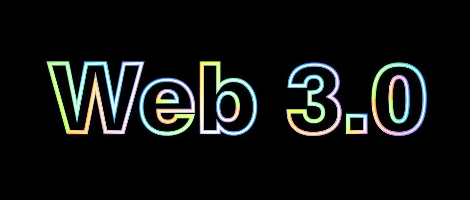Web 3.0 text, neon effect. 3D render イラスト素材