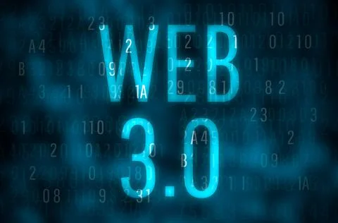 Web 3.0 text on virtual screen Internet concept on background. Foto stock