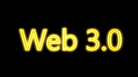 Web 3.0 text, yellow neon effect. 3D animation . Stock Footage 240648620