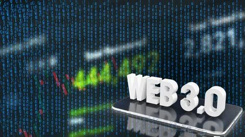 The Web 3.0 white text on tablet in business  background  for technology conc Stock Illustration