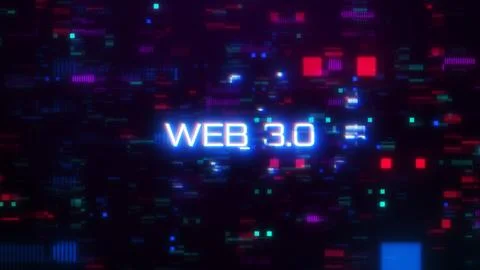 Web 3.0 word with digital glitch Illustration
