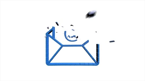 Web 3D pixel icon. Business. Email icon. Outline web icon. Motion graphics. Stock Footage 153874573