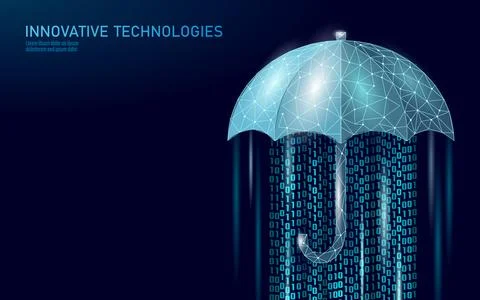 Web 3D umbrella banking system failure crisys. Low poly financial international Stock Illustration
