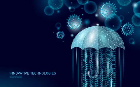 Web 3D umbrella banking system failure crisys. Low poly financial international Stock Illustration