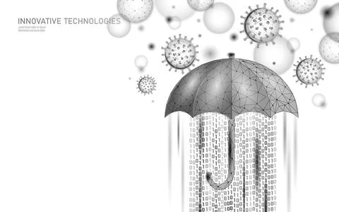 Web 3D umbrella banking system failure crisys. Low poly financial international Stock Illustration