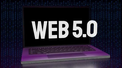 The web 5.0 on Notebook for technology concept 3d rendering. Stock Photos