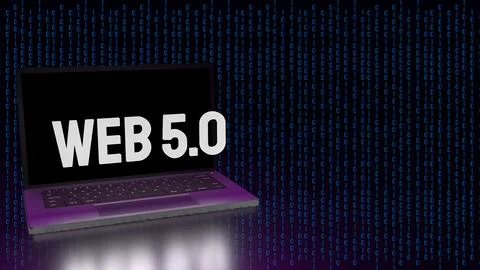 The web 5.0 on Notebook for technology concept 3d rendering. Stock Photos