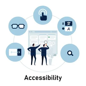 Web accessibility access of information for impaired handicap people from Stock Illustration