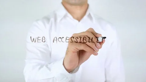 Web Accessibility, Man Writing on Glass Stock Footage 77830539