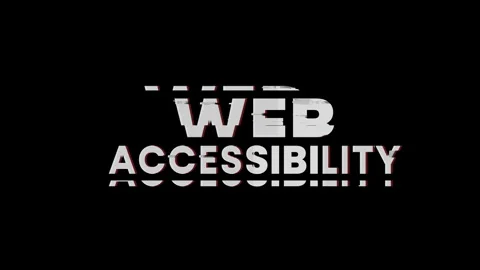 Web accessibility text with glitch effects on a black background. Video stock 261552941
