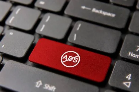 Web adblocker icon on computer keyboard button Stock Photos