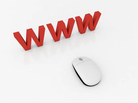 Web address and computer mouse on a white background. Stock Illustration