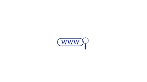 Web address search magnifying glass icon www text animation Stockbeeldmateriaal 260115019