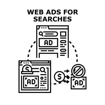 Web advertisement for search engine marketing showing pay per click concept Stock Illustration
