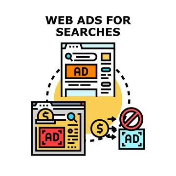 Web advertisement for search engine marketing showing pay per click concept Stock Illustration