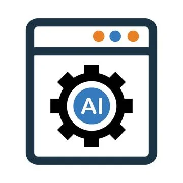 Web, ai, artificial intelligence, gear, web artificial intelligence icon Stock Illustration