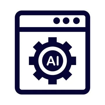 Web, ai, artificial intelligence, gear, web artificial intelligence icon Stock Illustration