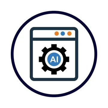 Web, ai, artificial intelligence, gear, web artificial intelligence icon Stock Illustration