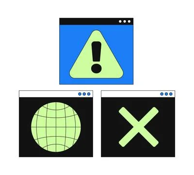 Web alert interface 2D cartoon objects set Stock Illustration