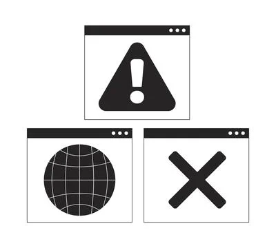 Web alert interface 2D line objects set 스톡 일러스트