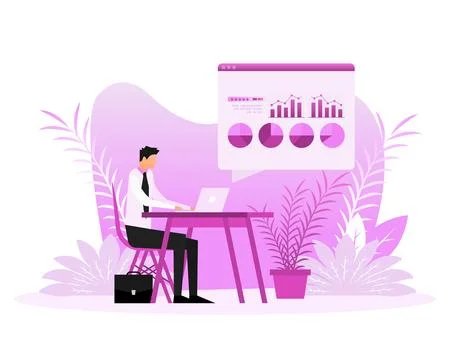 Web analysing financial data. analytic business. Statistical analysis Stock Illustration