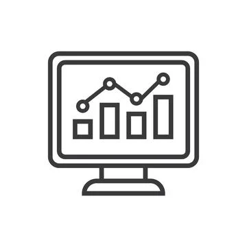 Web analytic information on Computer screen flat icon. Illustrazione stock