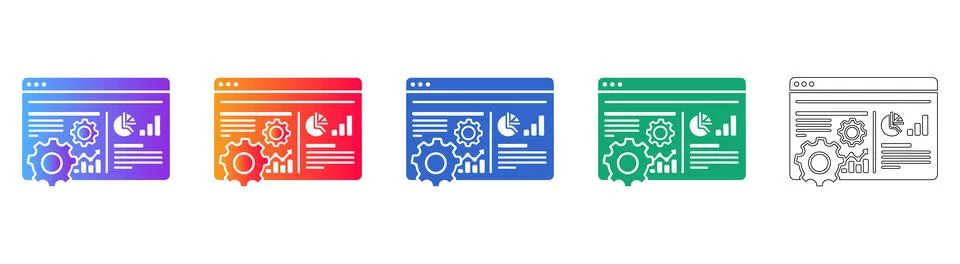 Web Analytics and Dashboard Management Icons Illustrazione stock
