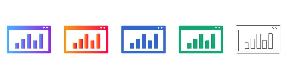 Web Analytics Bar Chart Window Icons Stock Illustration