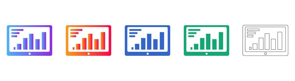 Web Analytics Bar Chart Window Icons Stock Illustration