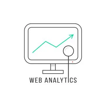 Web analytics with black thin line pc Stock Illustration