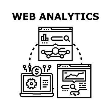 Web analytics collecting and analyzing digital marketing data Stock Illustration