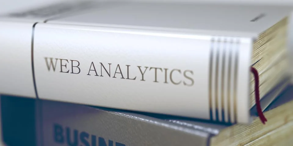 Web Analytics Concept on Book Title. 3D Illustrazione stock