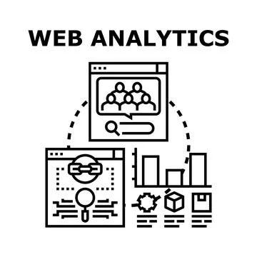 Web analytics concept exploring online data analysis Stock Illustration