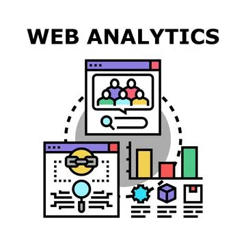 Web analytics concept exploring online data analysis Stock Illustration